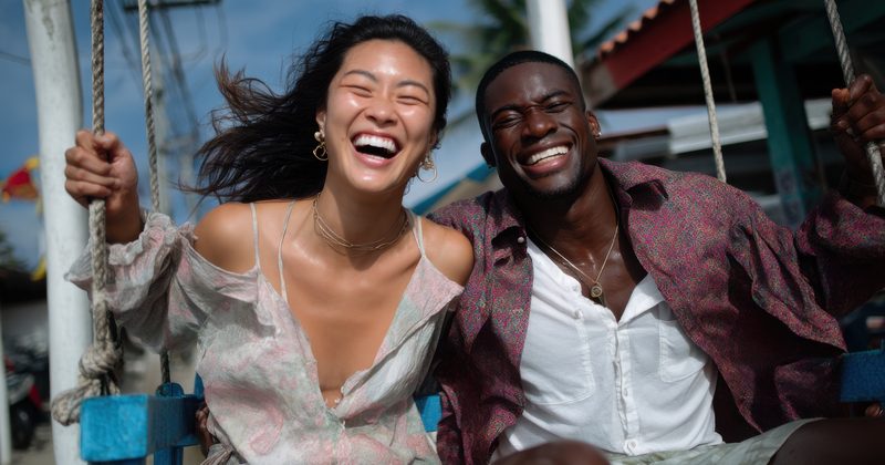 Interracial beach couple — Caribbean Marriage