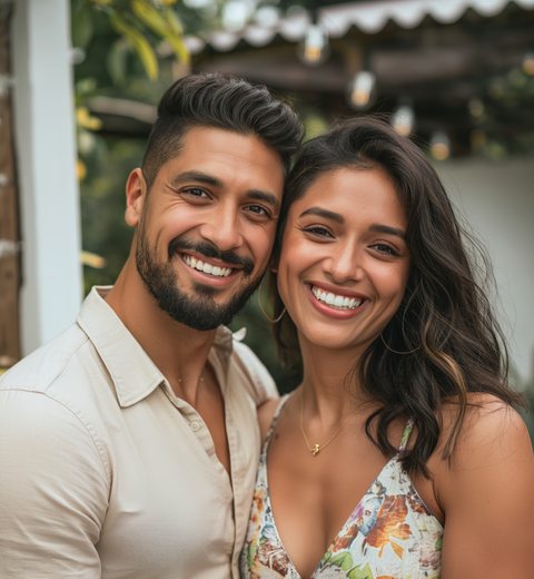 Latina couple smiling — Marriage Bliss TT